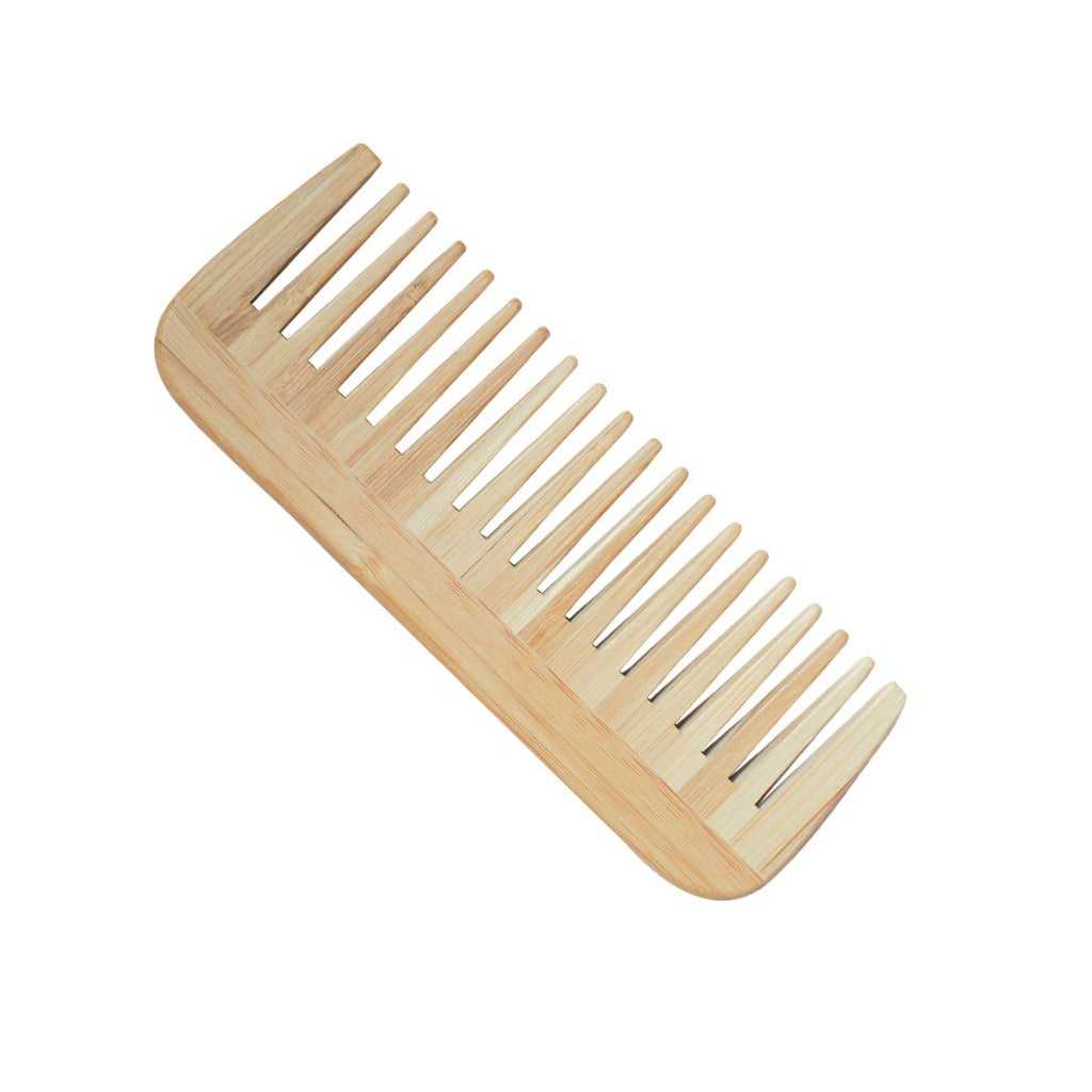 Hair Comb - Wide Tooth - Bamboo - Eco Patch On side